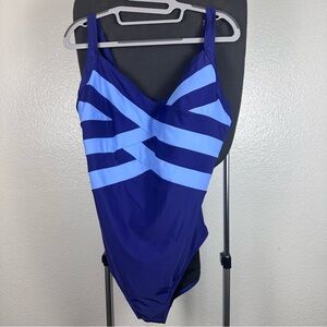 Chic Navy and Light Blue‎ One-Piece Swimsuit